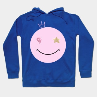 Happy face with star, heart and crown Hoodie